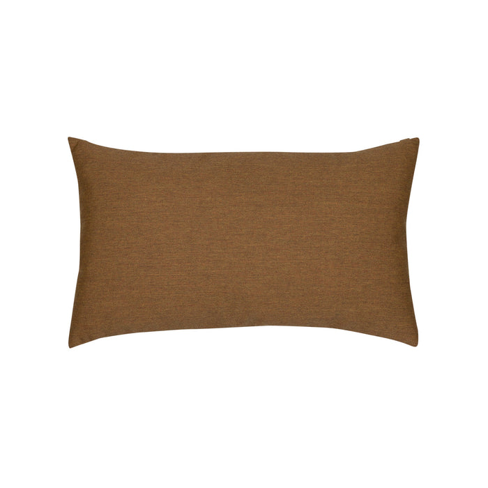 Back image of Rust outdoor pillow with solid texture lumbar size for earthy patio decor