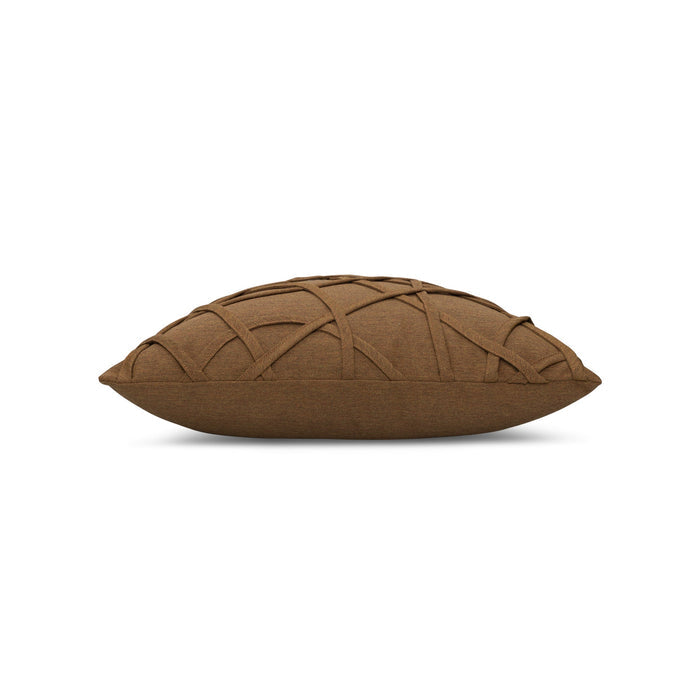 Side image of Rust outdoor pillow with solid texture square size for classic patio decor by Elaine Smith