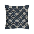 Indigo outdoor pillow with diamond lattice rope pattern square size for elegant patio decor