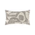 Beige & Black outdoor pillow with damask pattern lumbar size for classic patio decor