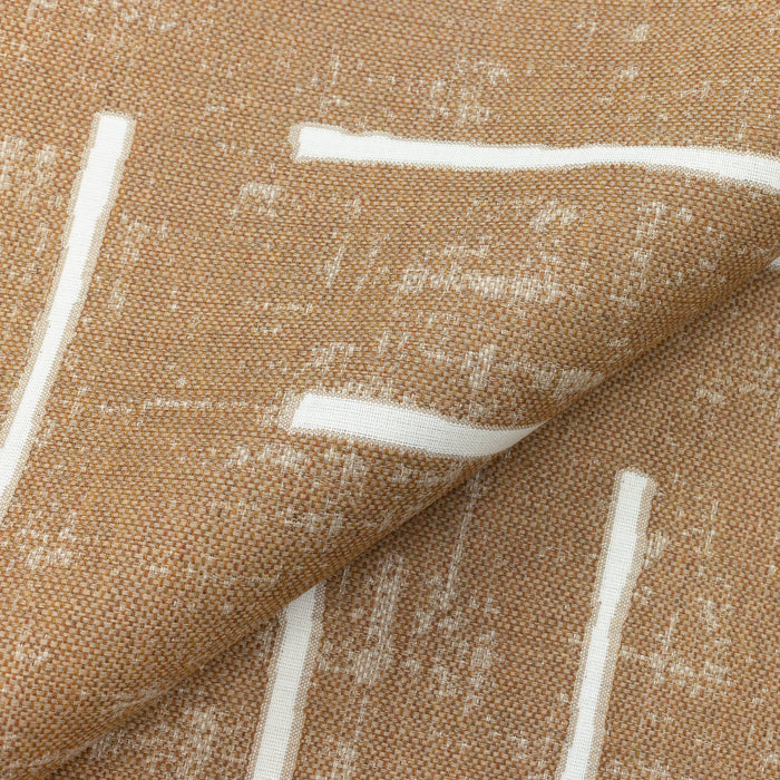 Close shot texture image of Caramel-colored outdoor safe fabric with soft linear abstract pattern