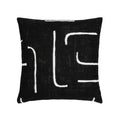 Black abstract outdoor pillow in square size for dramatic patio decor by Elaine Smith