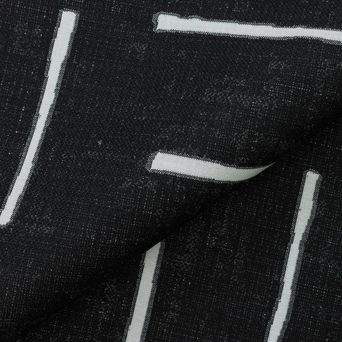 Close shot texture image of Ebony black outdoor safe woven fabric with abstract linear pattern – Instinct Ebony by Elaine Smith