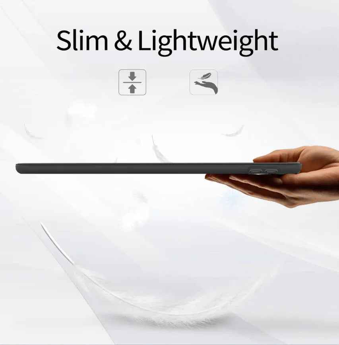 Techplus iPad 10.2 7th Gen ultra-slim smart case with trifold design and protective cover for handheld device accessories.