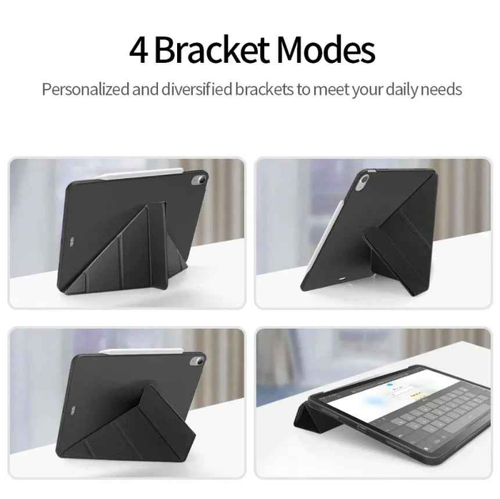 Techplus black iPad Air 4 10.9-inch ultra-slim smart case with trifold design and lightweight cover for protection and style.