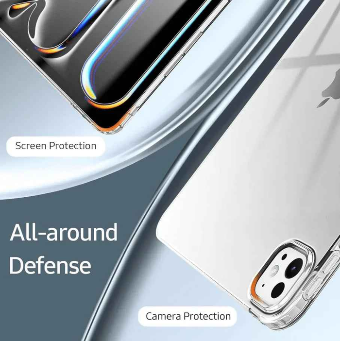 Techplus clear case for iPad Pro 11 2nd Gen 2020, slim transparent cover protecting the handheld device.