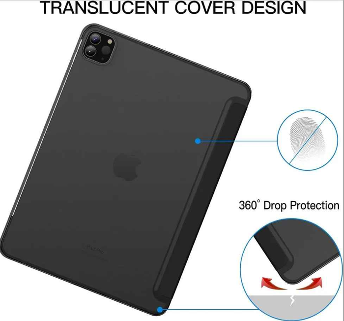 Black techplus iPad Pro 11 4th Gen smart case, ultra-slim protective cover for 2022 model, fits seamlessly on tablet.