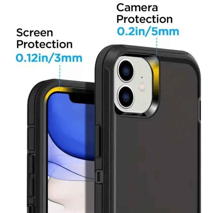 Techplus iPhone 12 heavy-duty shockproof mobile phone case showing rugged design and protective edges.