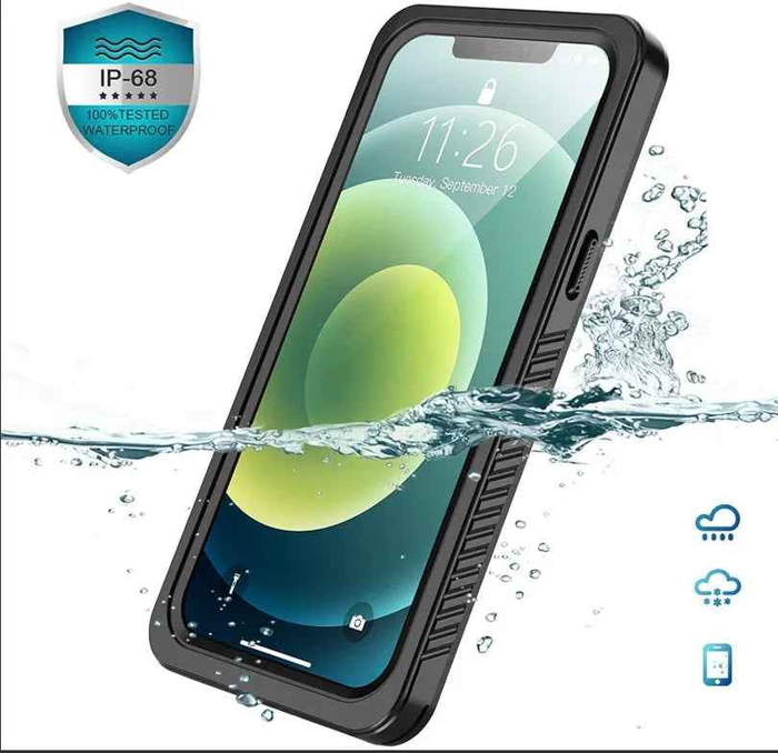 Techplus iPhone 12 Mini waterproof case in red pepper color, full protective cover with durable, splash-proof design