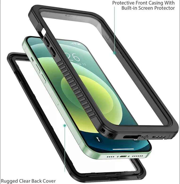 Redpepper waterproof shockproof case for iPhone 12 by TechPlus, full protective mobile phone cover with rugged design.