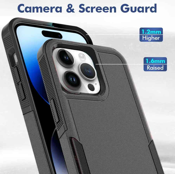 Techplus iPhone 13 Pro Max dual layer armor hard case showing rugged design and textured finish for enhanced protection.