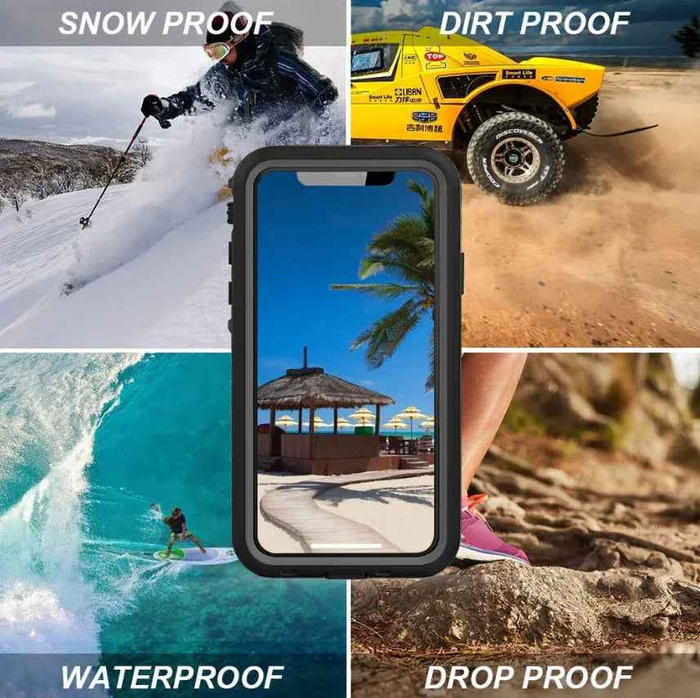Redpepper waterproof case for iPhone 13 by TechPlus, full protective cover with durable, slim design in red color.
