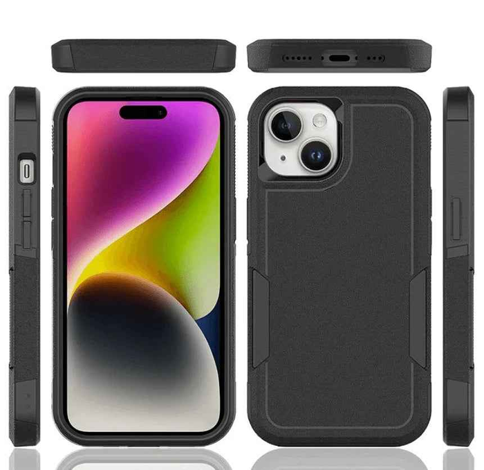 Techplus iPhone 14 Plus dual layer armor hard case showing rugged design and reinforced edges for maximum protection.