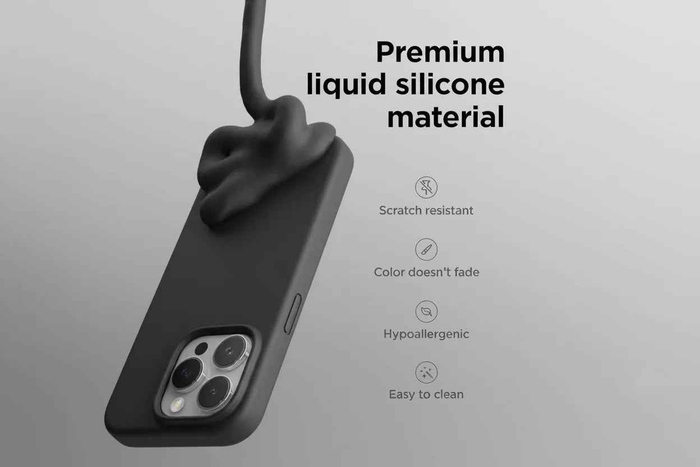 Techplus silicone case for iPhone 14 Pro Max in black, blue, and red with soft, protective cover design.
