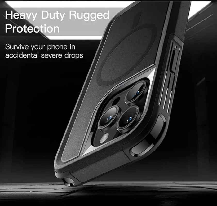 TechPlus iPhone 15 Pro MagSafe case, rugged shockproof heavy-duty cover with textured design for enhanced protection.