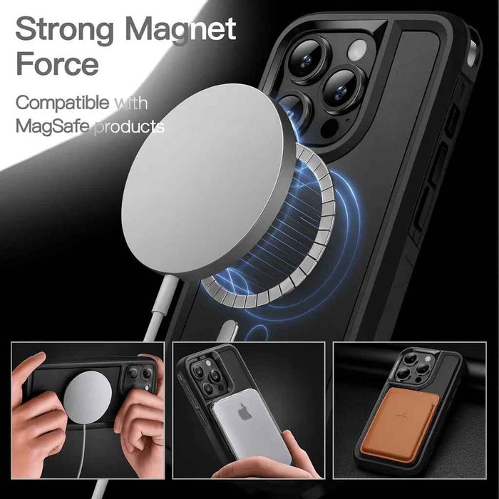 Techplus iPhone 15 Pro MagSafe case with rugged shockproof design and heavy-duty protection for secure device safeguarding.
