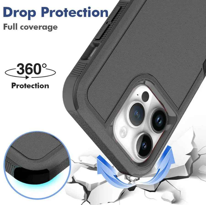 Techplus iPhone 15 Pro Max dual layer armor hard case showing rugged design and textured surface for added protection.