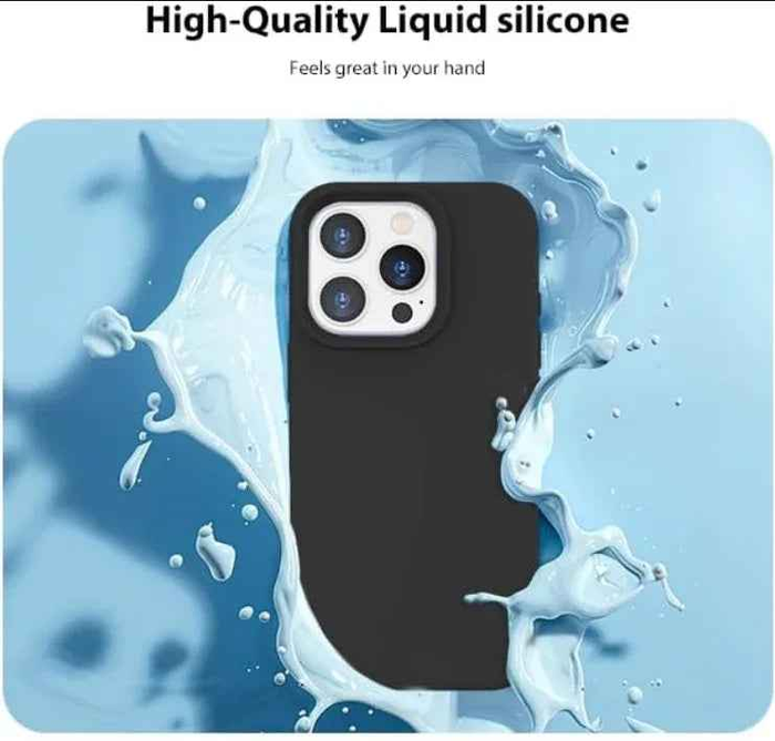 Techplus silicone case for iPhone 15 Pro Max in black, blue, and red, featuring a soft protective cover with precise cutouts.