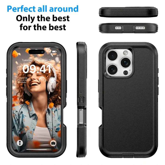Techplus iPhone 16 Pro heavy-duty shockproof mobile phone case showing rugged design and reinforced edges for durability.