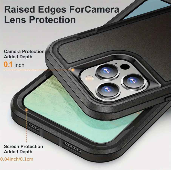 Techplus iPhone 16 Pro triple layer armor hard case with built-in kickstand, durable mobile phone protection