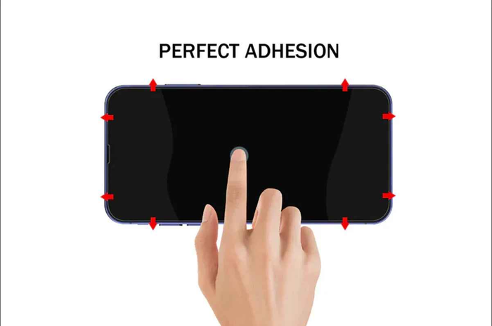 Clear TechPlus iPhone 17 glass screen protector covering the front of the smartphone with precise cutouts and smooth edge finish.