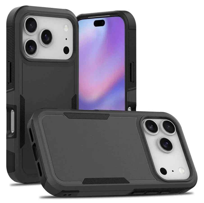 Techplus iPhone 17 Pro dual-layer armor hard case showing reinforced edges and textured back for protection and grip.