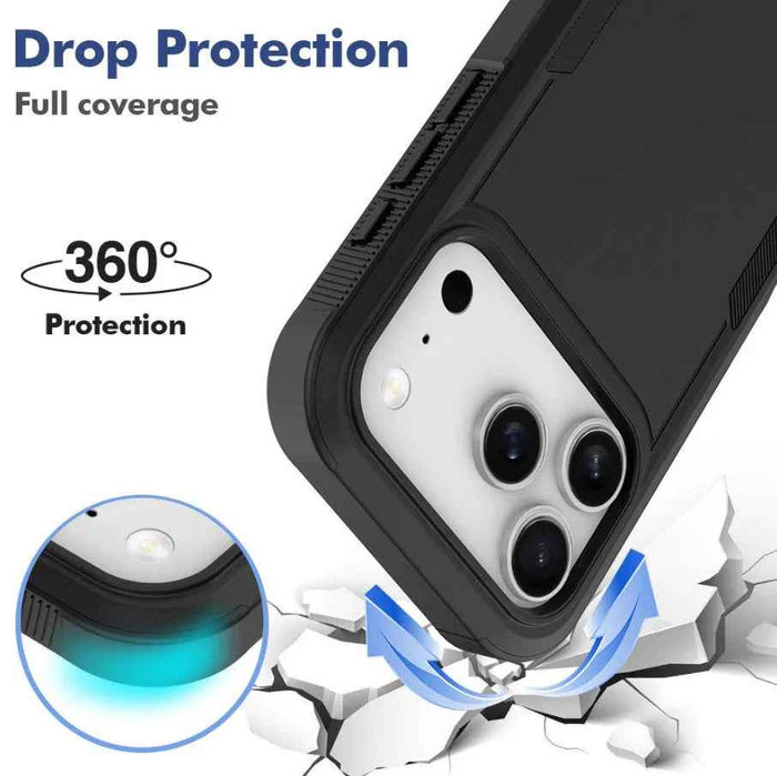 Techplus iPhone 17 Pro dual layer armor hard case with reinforced edges and textured back for durable mobile phone protection.