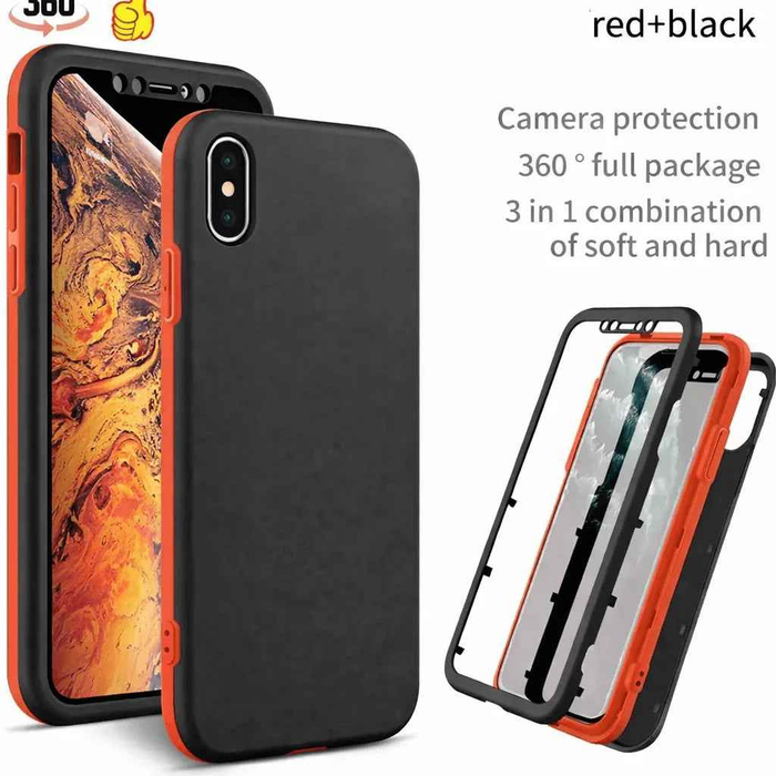 TechPlus iPhone XS 360-degree case with 3-piece full body protection cover, showing the sleek, durable design and secure fit.