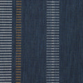 Detail image of Striped indigo outdoor safe fabric with rich earth-tone accents – Journey Indigo by Elaine Smith