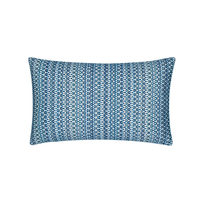 Blue striped outdoor pillow lumbar size for modern patio decor by Elaine Smith