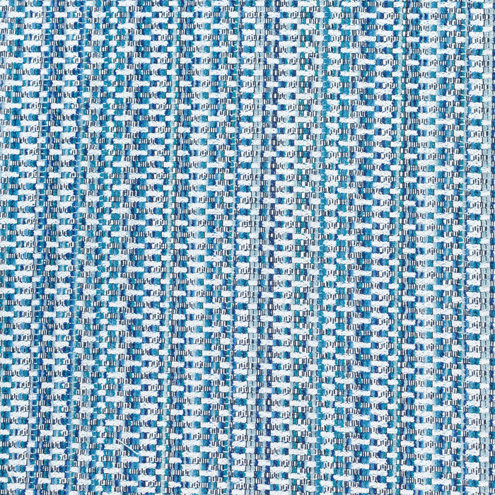Detail image of Indigo-colored multi-colored chenille kaleidoscope design in performance outdoor safe fabric