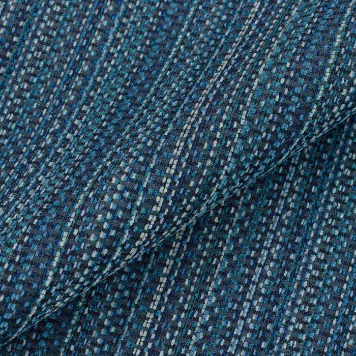 Close shot texture image of Midnight blue multi-colored chenille kaleidoscope pattern outdoor-safe woven fabric – Kaleidoscope Midnight by Elaine Smith