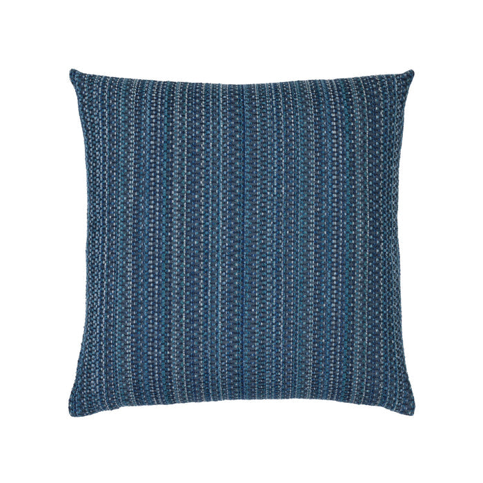 Pillow made from Midnight blue multi-colored chenille kaleidoscope pattern outdoor-safe woven fabric – Kaleidoscope Midnight by Elaine Smith