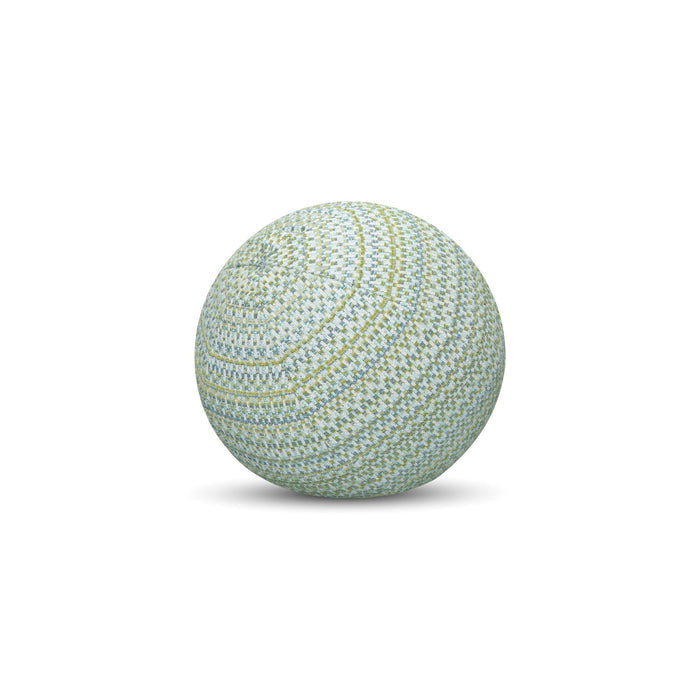 Round green outdoor pillow with textured finish for refreshing patio decor