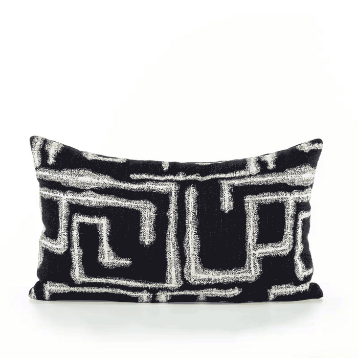 360 video of Black maze outdoor pillow lumbar size for bold patio decor
