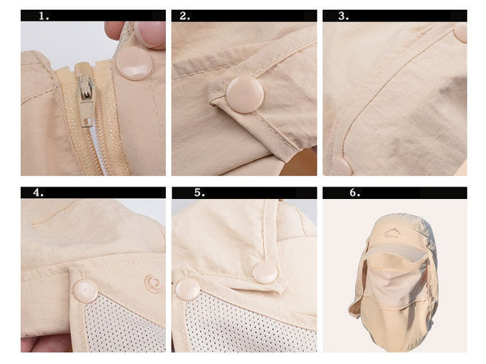 Dealonlinenz khaki wide brim sun hat with UV protection, perfect for outdoor fishing and hiking activities.