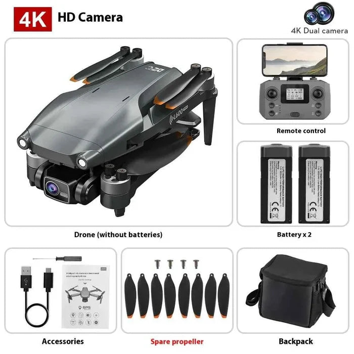 Mead's Supply L600 PRO MAX drone with 4K HD camera, GPS smart return, laser obstacle avoidance for aerial photography.