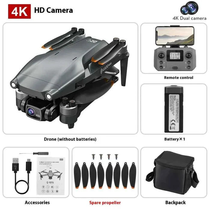 Mead's Supply & Equipment Outfitters L600 PRO MAX drone with 4K HD camera, GPS, smart return, and laser obstacle avoidance for aerial photography.