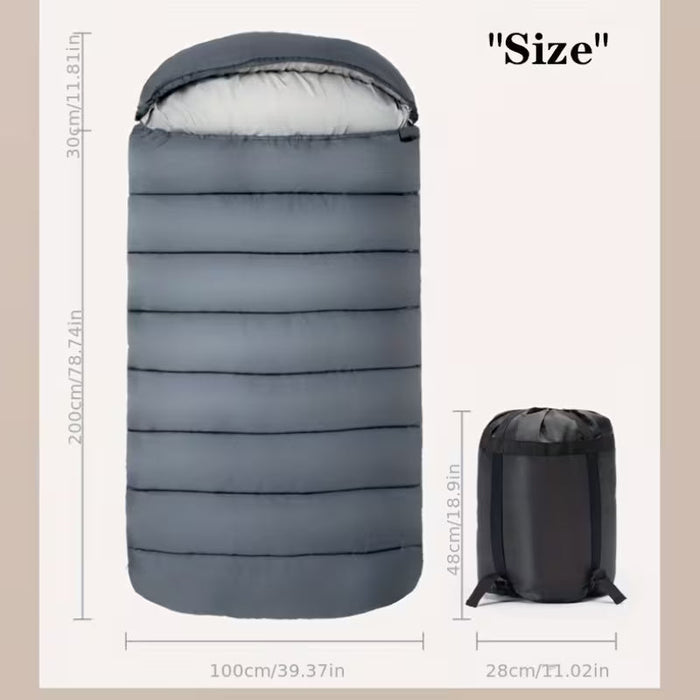 ECOTREK large rectangular sleeping bag, 230 x 100 cm, ideal for camping, hiking, and outdoor adventures.