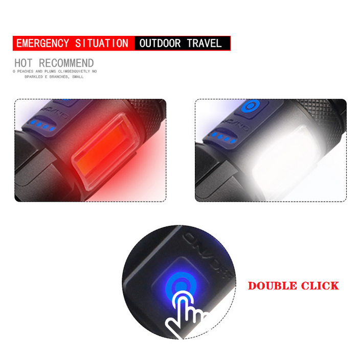 Rechargeable dealonlinenz LED torch flashlight with high lumens, two 26650 batteries, black body, and adjustable focus.