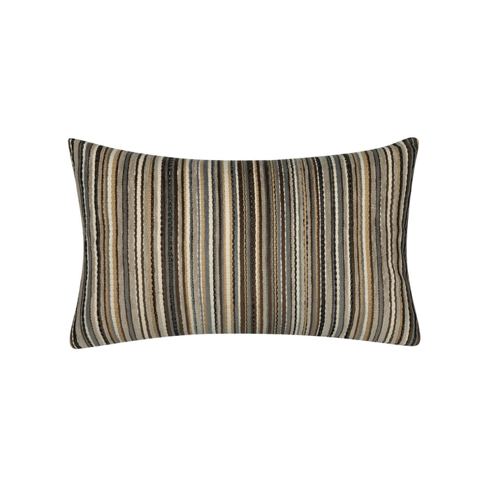 Brown striped textured velvet pillow lumbar size for natural patio decor