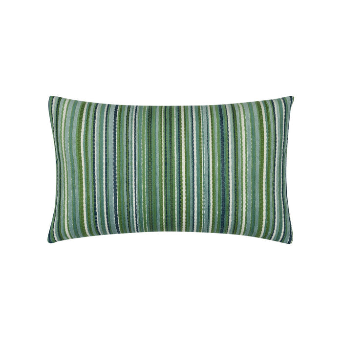 Green striped velvet pillow lumbar size for transitional patio decor