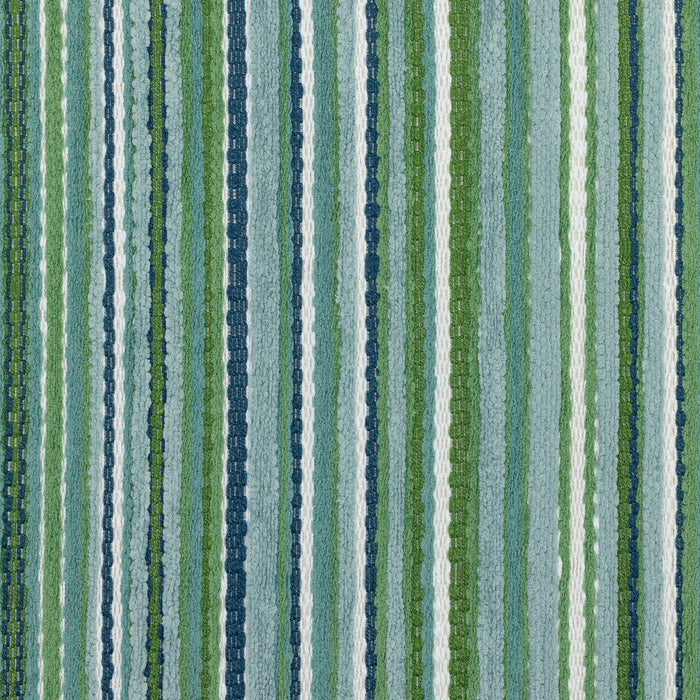 Detail image of Small scale chenille striped outdoor safe velvet fabric in natural green tones
