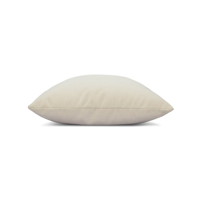 Side image of Ivory solid velvet pillow lumbar size for classic indoor and outdoor decor