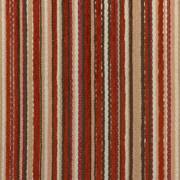 Detail image of Small scale chenille striped multicolor spice-toned velvet outdoor safe fabric