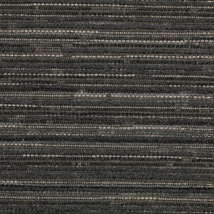 Detail image of Elegant stripe outdoor safe chenille woven fabric in charcoal tones