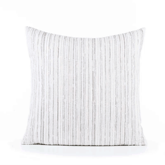 360 video of White and gray striped with cheniile outdoor pillow square size for modern indoor and outdoor decor