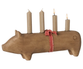 Maileg Christmas Pig Wooden Candle Holder Nature Large  FW26: NEW ARRIVAL