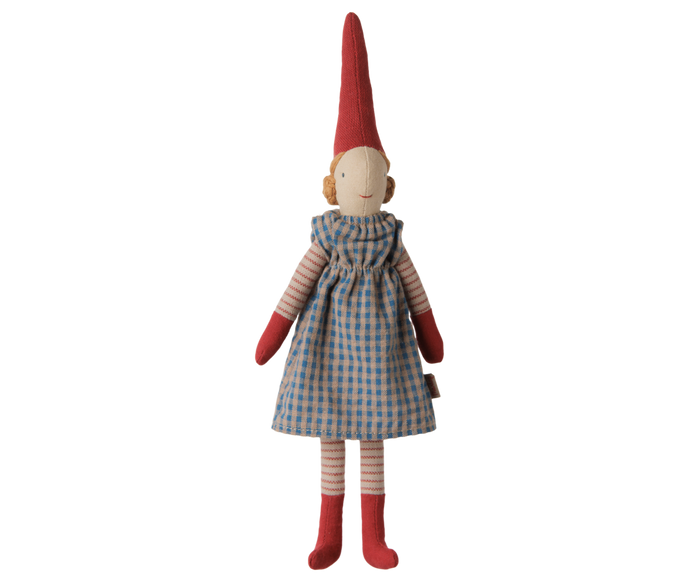 Maileg Pixy Size 1 Girl Blue Checked Dress FW26: NEW ARRIVAL