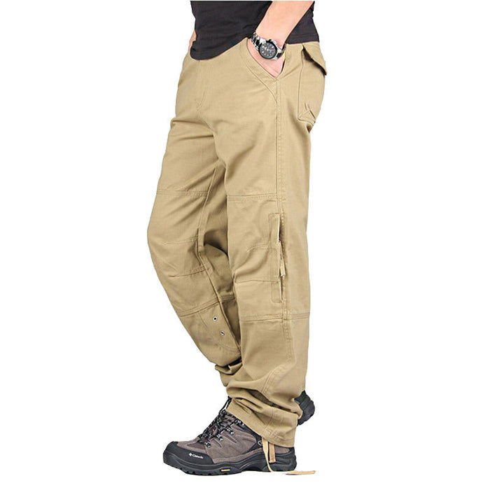 Men's multi-pocket cargo pants in size 32-40, featuring multiple functional pockets and a relaxed fit, by dealonline.co.nz.
